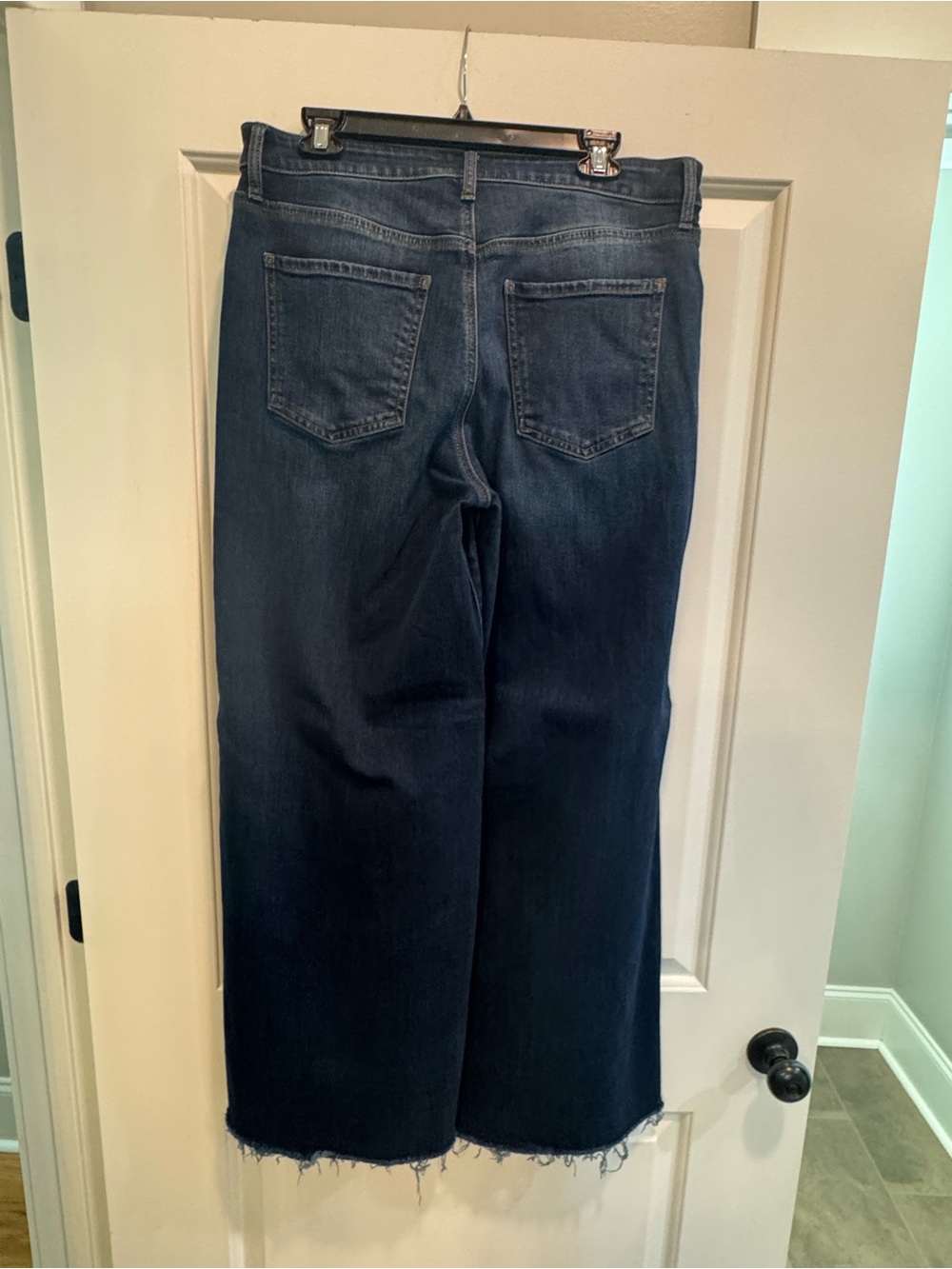 Kut from the Kloth Dark Blue Wide-Leg Raw Hem Jeans - Picture 2 of 3